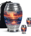Sunrise Theme Large Urn With 2 Keepsake Urn