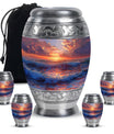Sunrise Theme Large Urn With 4 Keepsake Urn