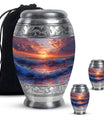Sunrise Theme Large Urn With 2 Keepsake Urn