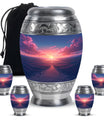 Sunrise Theme Large Urn With 4 Keepsake Urn