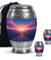 Sunrise Theme Large Urn With 2 Keepsake Urn