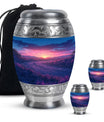 Sunrise Theme Large Urn With 2 Keepsake Urn