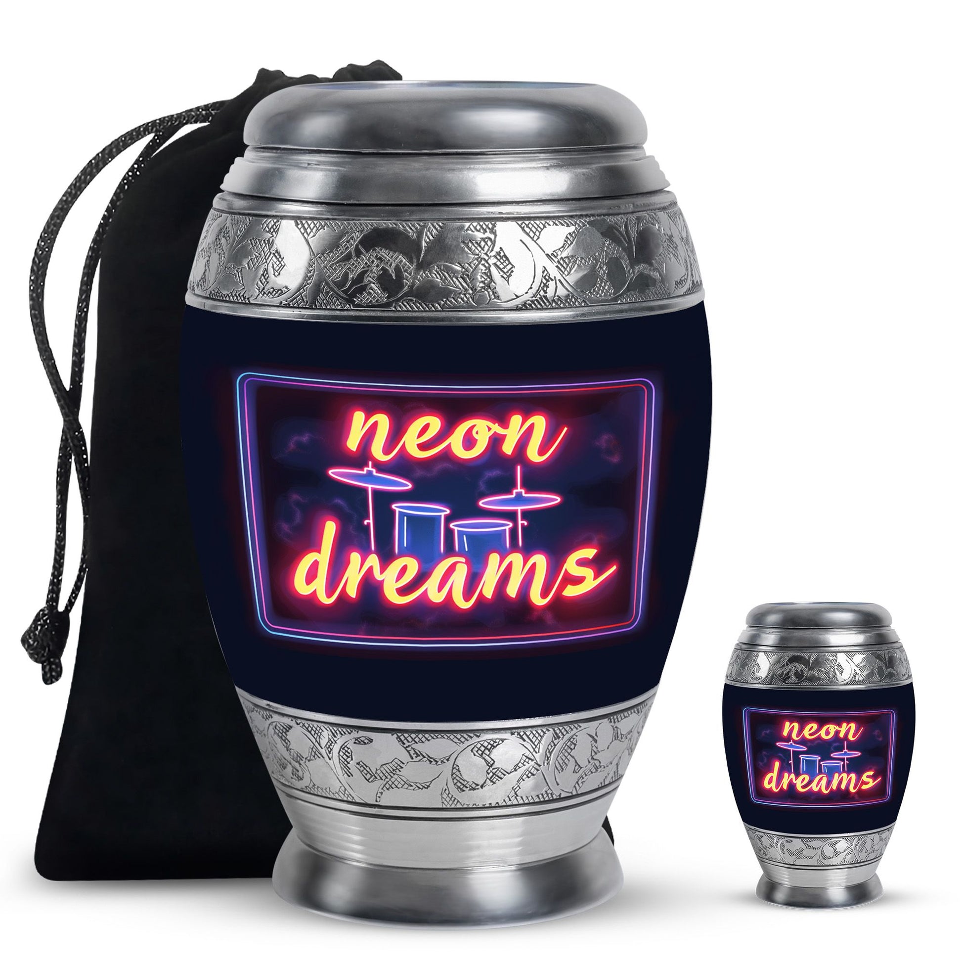 Drums And Music Theme Large Urn With 1 Keepsake Urn