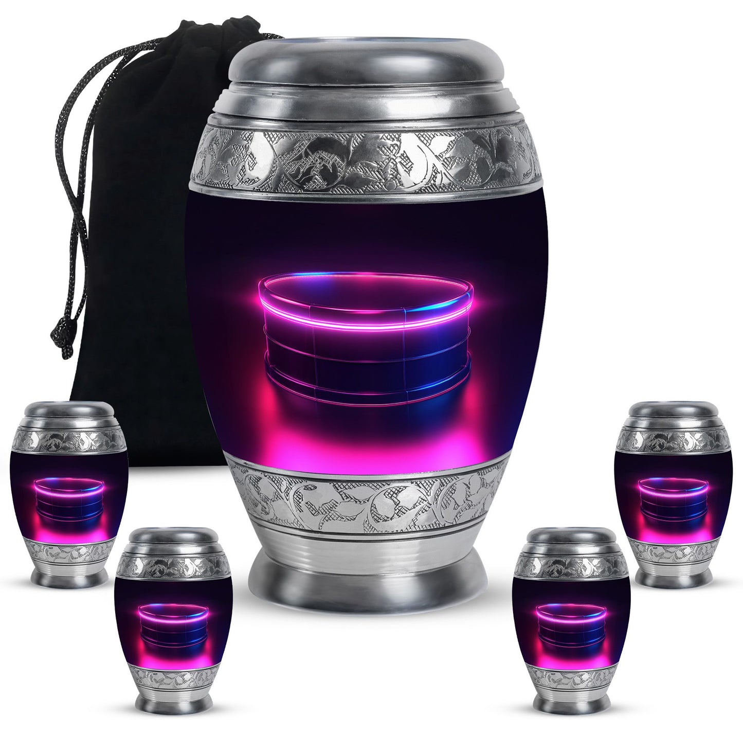 Drums And Music Theme Large Urn With 4 Keepsake Urn