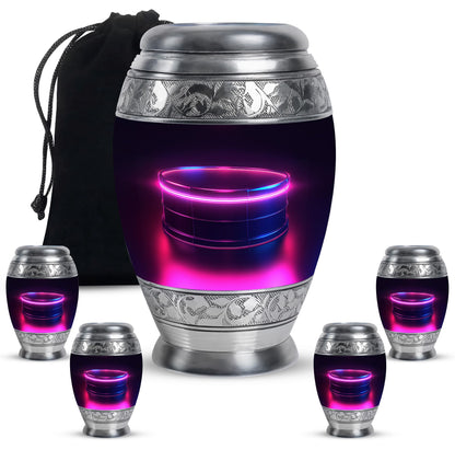 Drums And Music Theme Large Urn With 4 Keepsake Urn