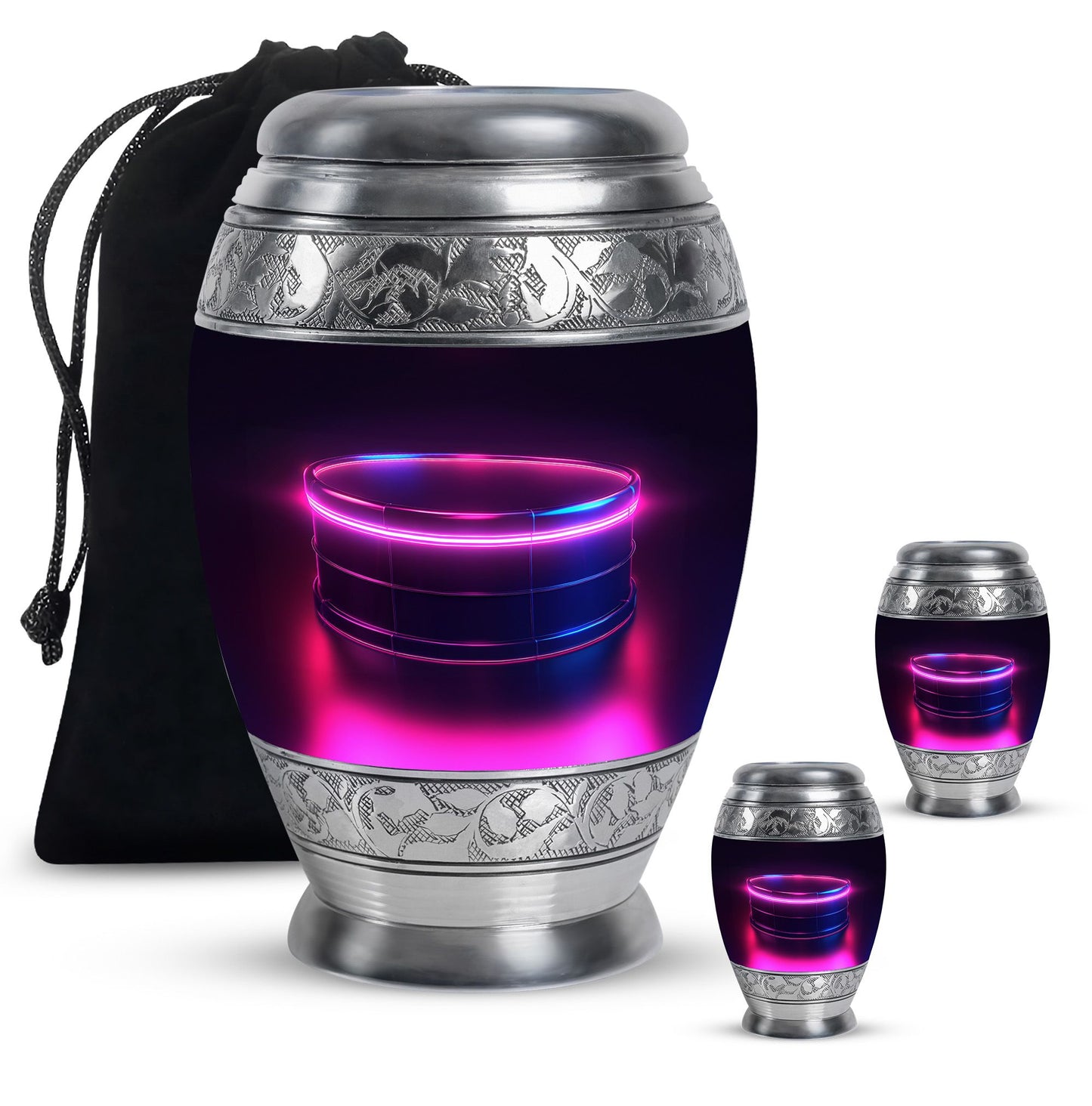 Drums And Music Theme Large Urn With 2 Keepsake Urn
