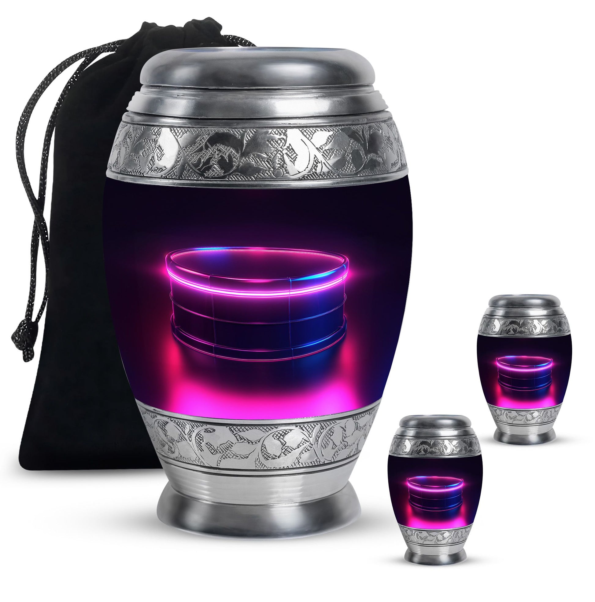 Drums And Music Theme Large Urn With 2 Keepsake Urn