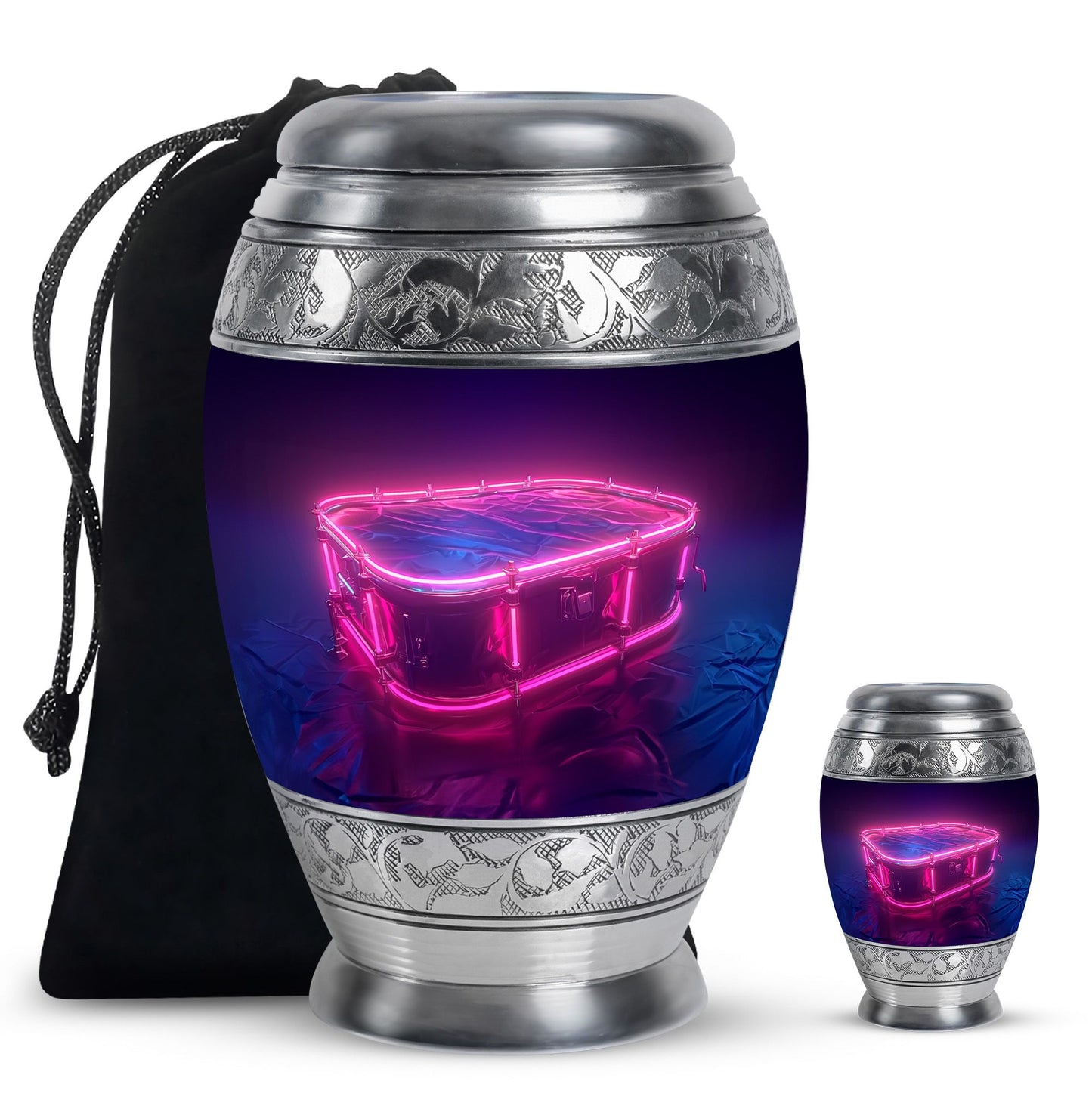 Drums And Music Theme Large Urn With 1 Keepsake Urn