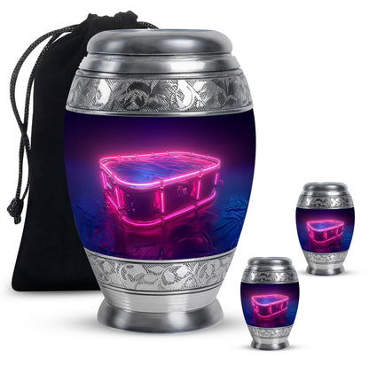 Drums And Music Theme Large Urn With 2 Keepsake Urn