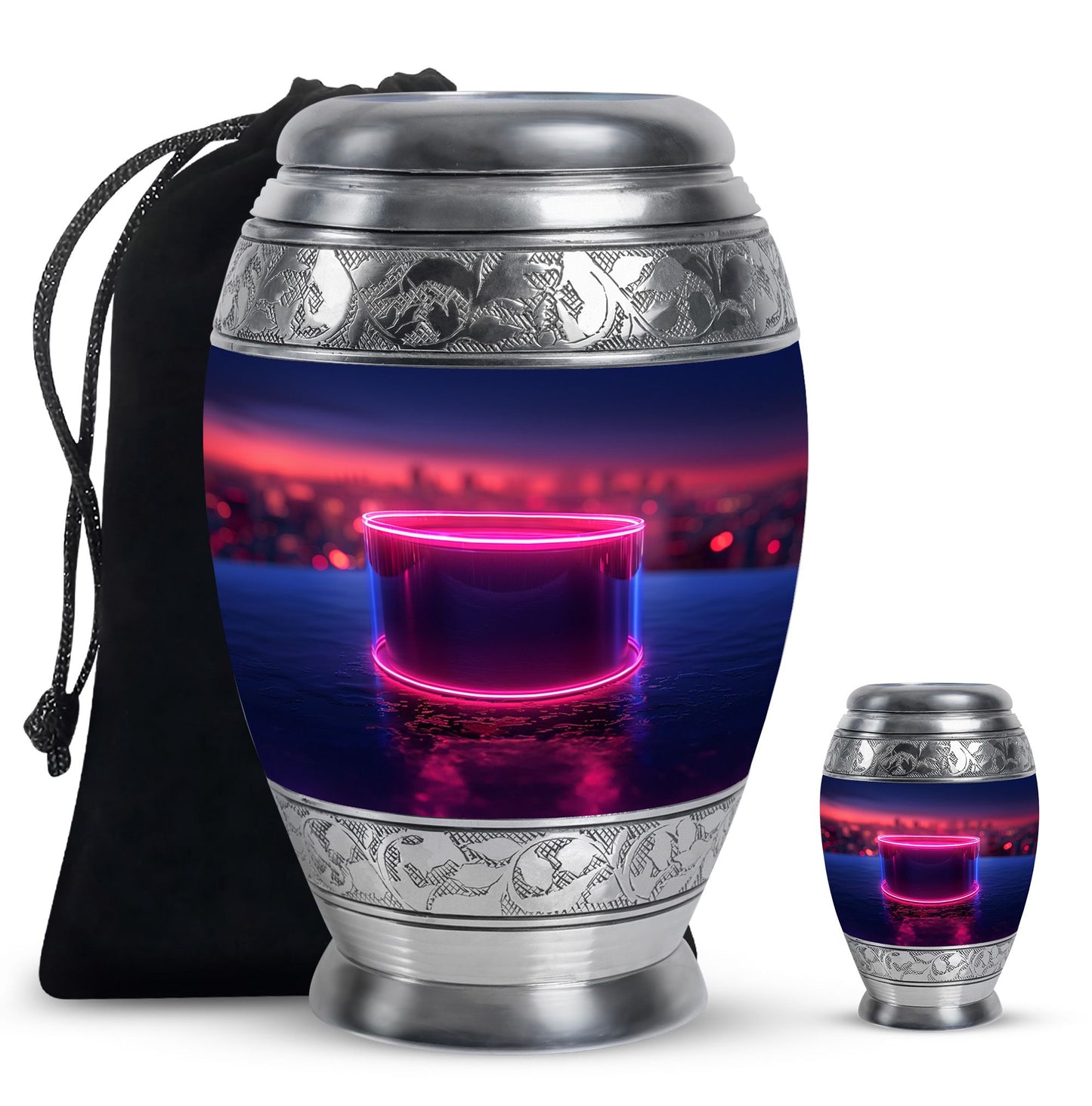 Drums And Music Theme Large Urn With 1 Keepsake Urn