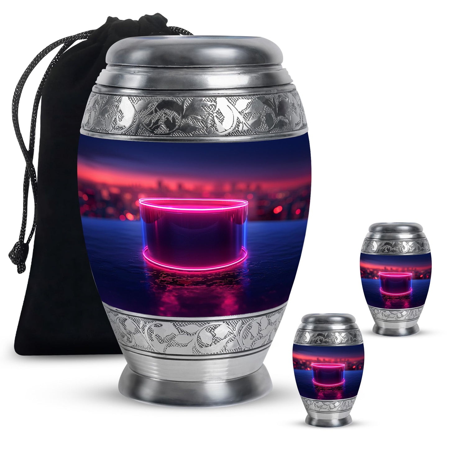 Drums And Music Theme Large Urn With 2 Keepsake Urn