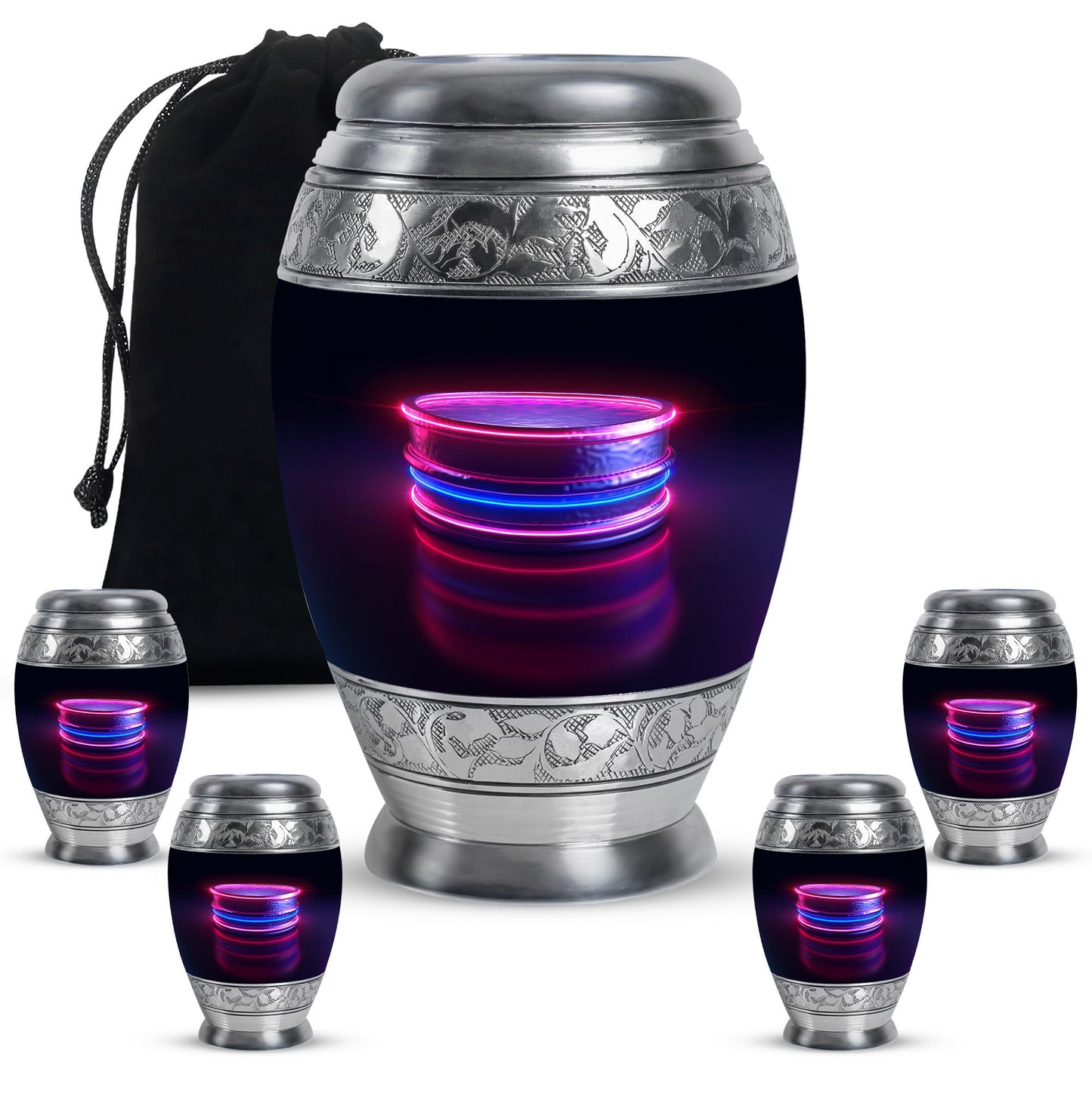 Drums And Music Theme Large Urn With 4 Keepsake Urn