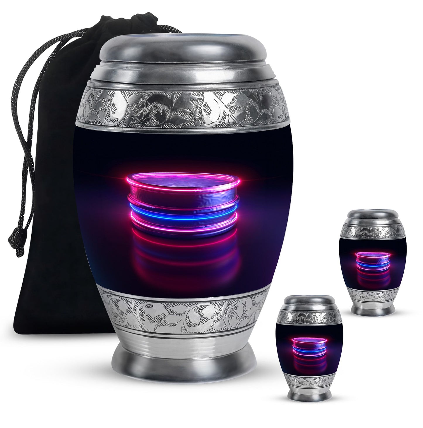 Drums And Music Theme Large Urn With 2 Keepsake Urn