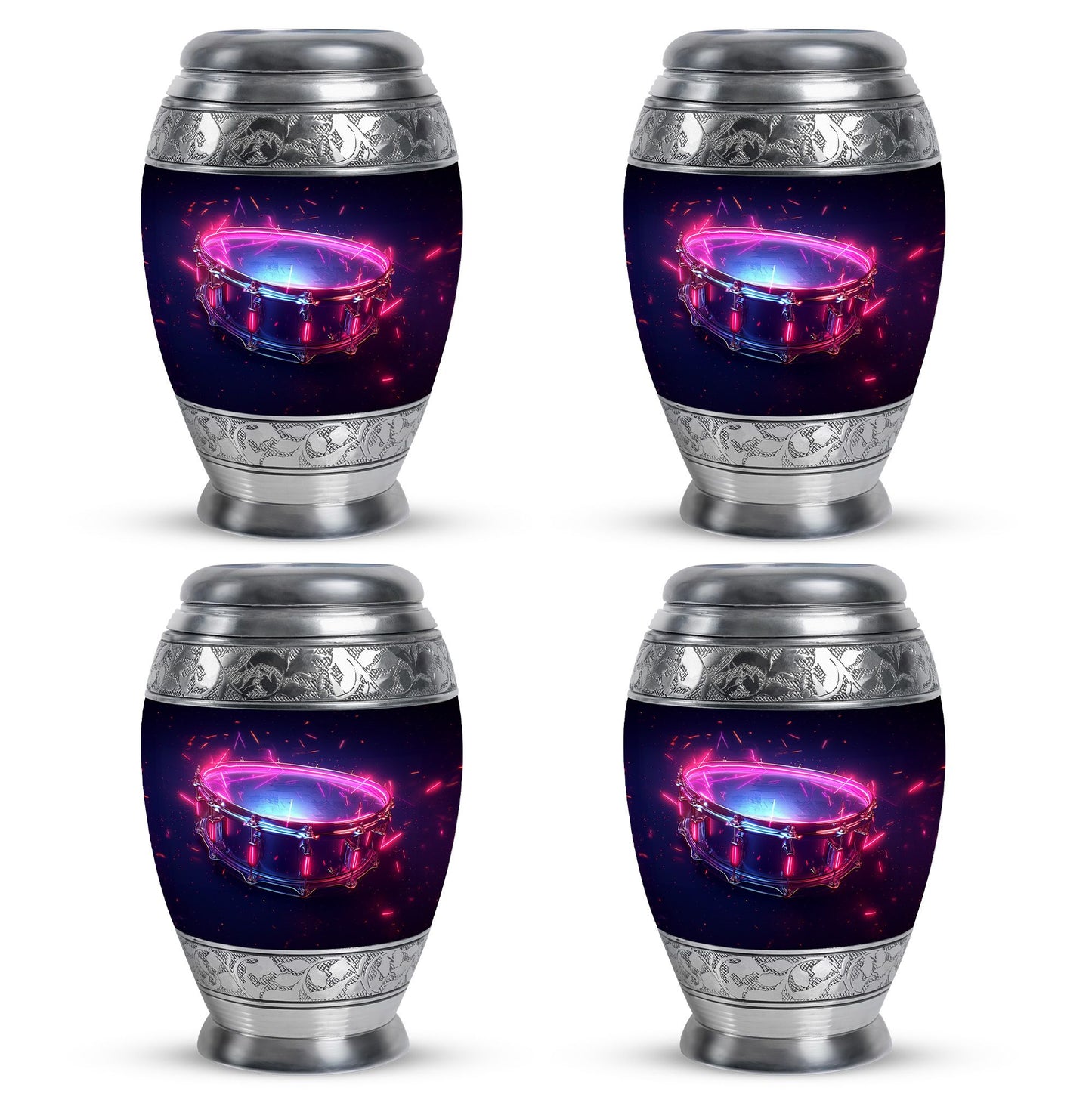 Drums And Music Theme 3 Inch Keepsake Pack of 4
