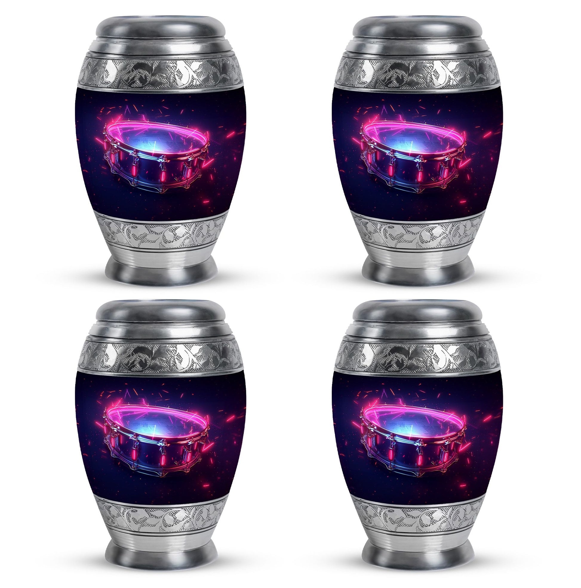 Drums And Music Theme 3 Inch Keepsake Pack of 4