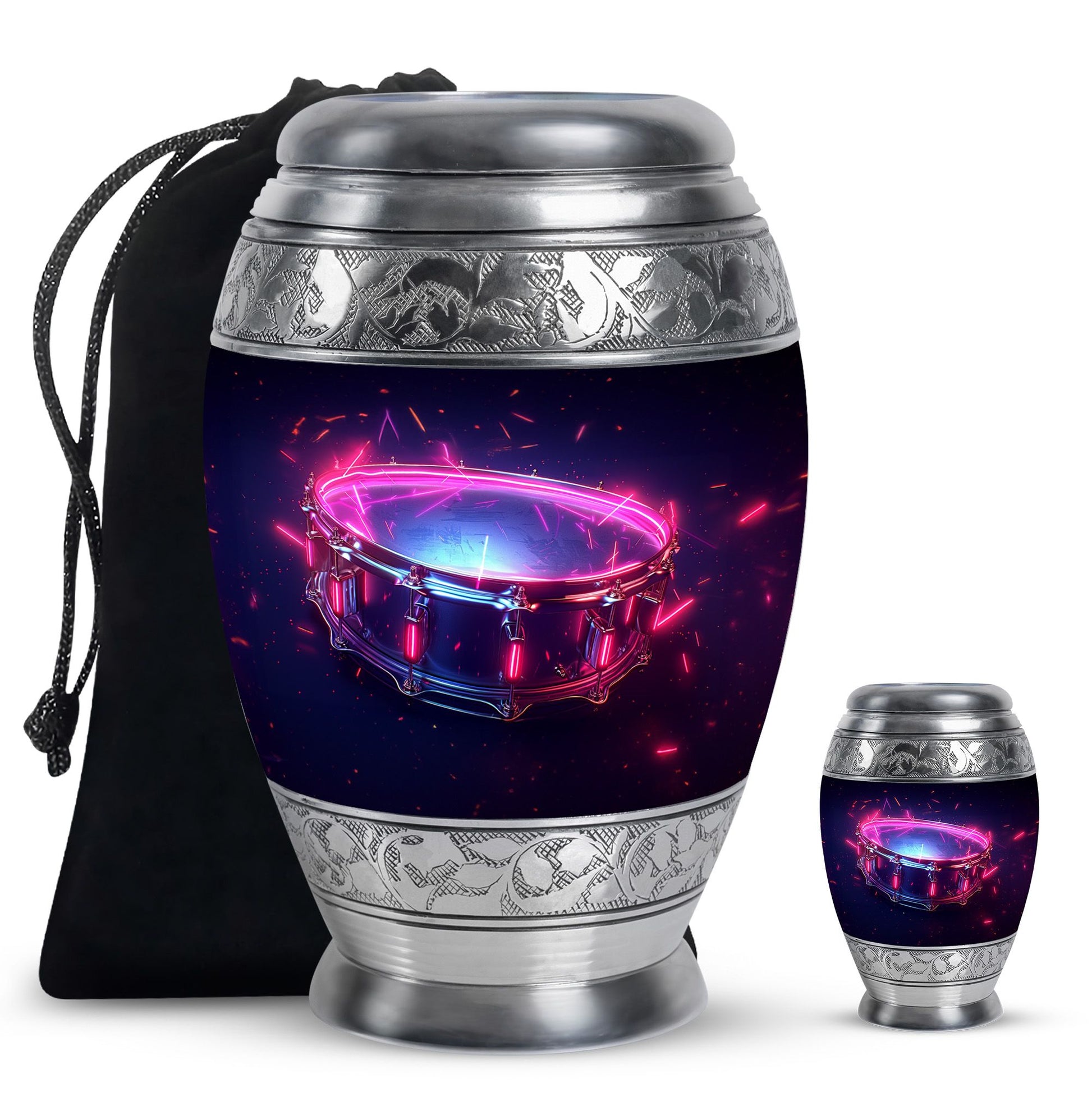Drums And Music Theme Large Urn With 1 Keepsake Urn