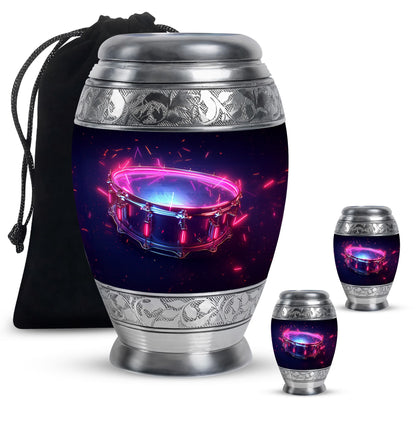 Drums And Music Theme Large Urn With 2 Keepsake Urn