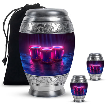 Drums And Music Theme Large Urn With 2 Keepsake Urn