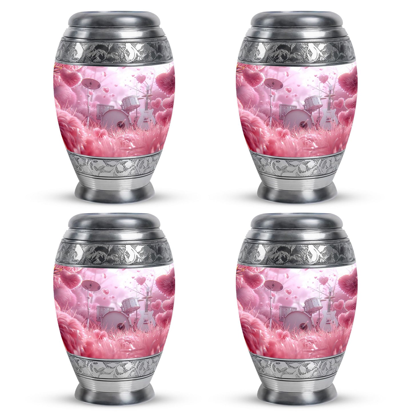 Drums And Music Theme 3 Inch Keepsake Pack of 4