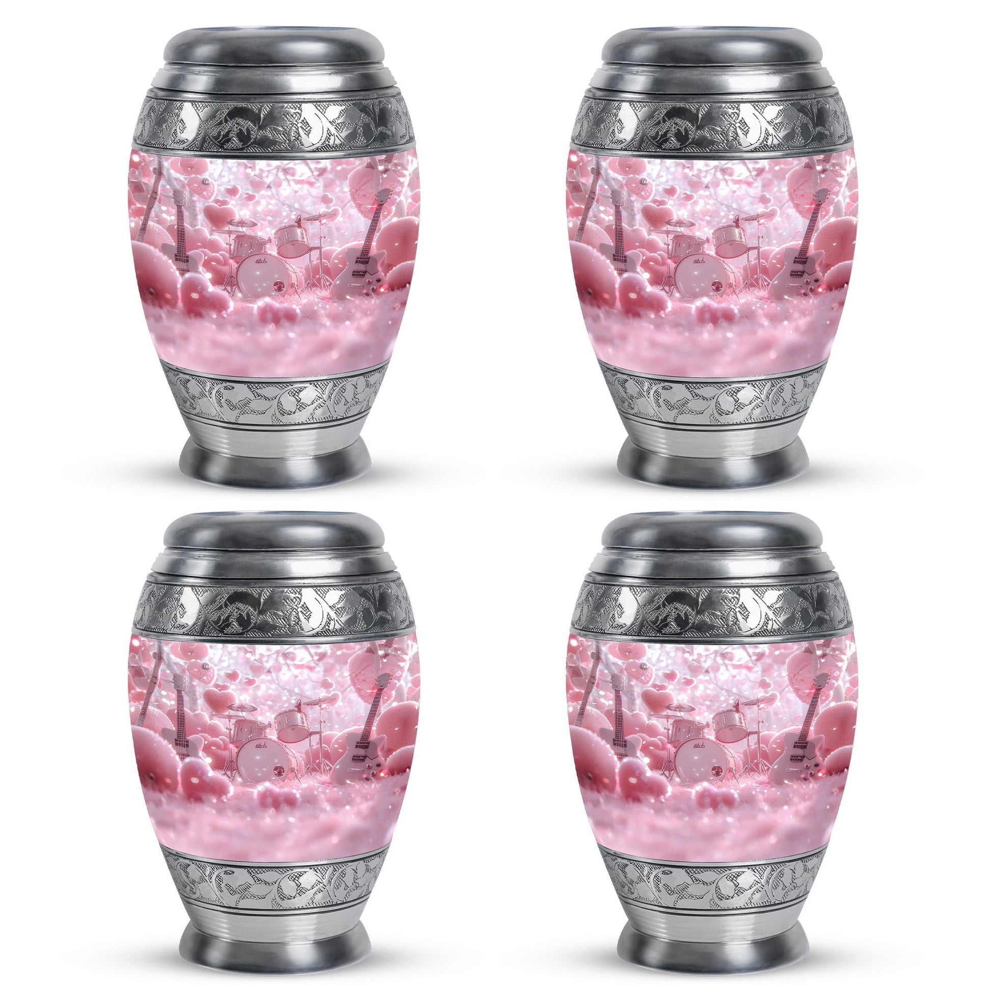 Drums And Music Theme 3 Inch Keepsake Pack of 4