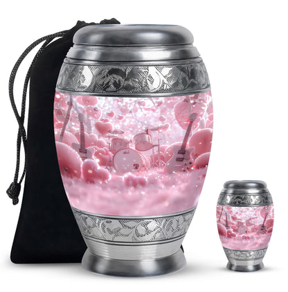 Drums And Music Theme Large Urn With 1 Keepsake Urn