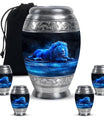 Lion Theme Large Urn With 4 Keepsake Urn