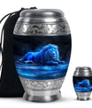 Lion Theme Large Urn With 1 Keepsake Urn