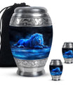 Lion Theme Large Urn With 2 Keepsake Urn
