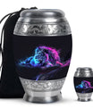 Lion Theme Large Urn With 1 Keepsake Urn