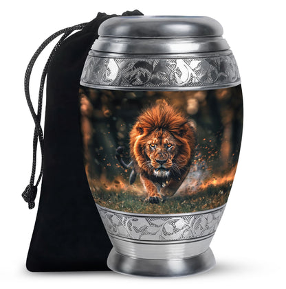 Lion Theme Large Urn 10 Inch