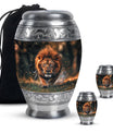 Lion Theme Large Urn With 2 Keepsake Urn