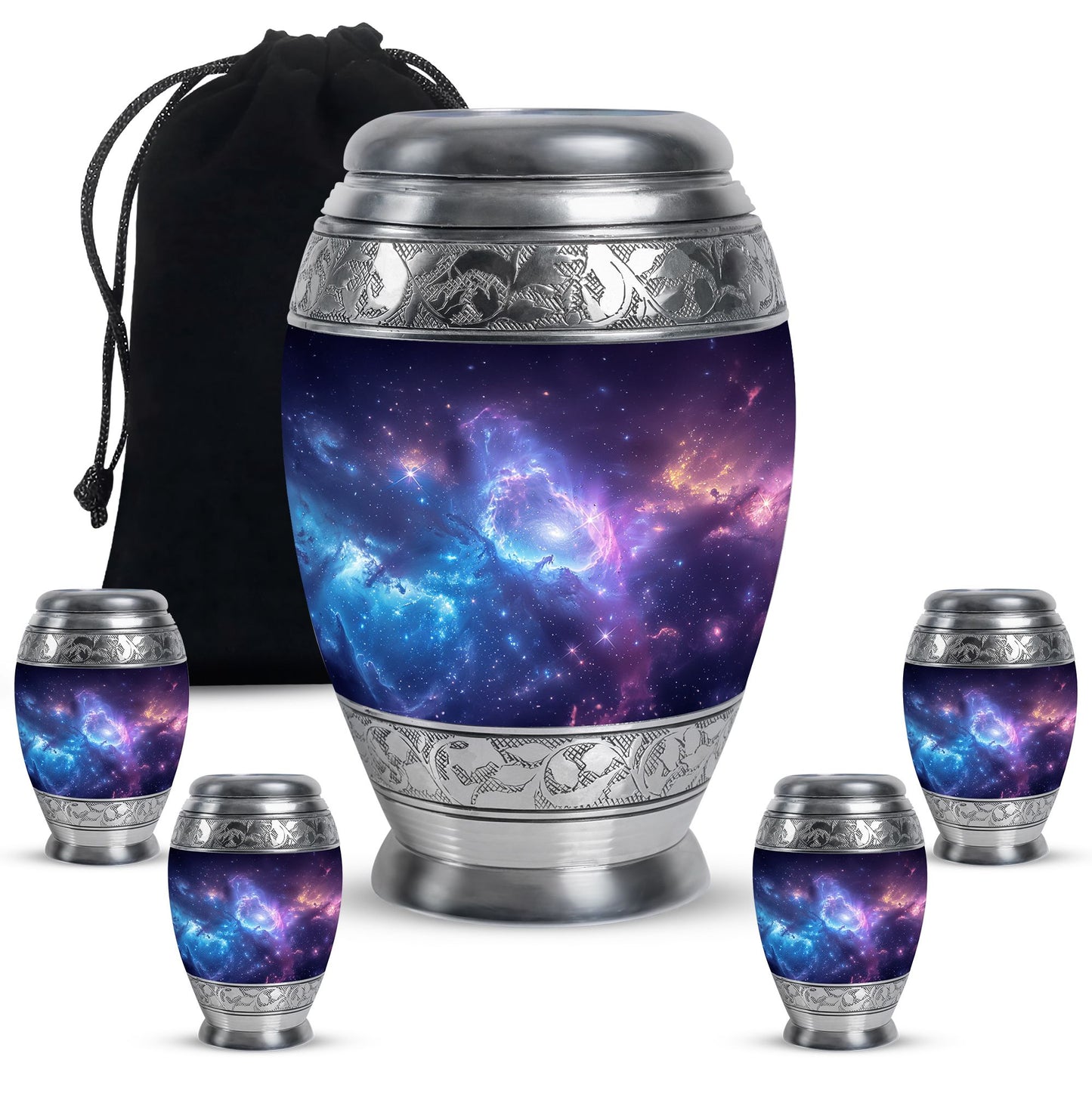 Galaxy Theme Large Urn With 4 Keepsake Urn