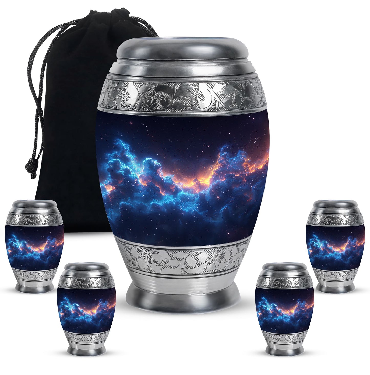 Galaxy Theme Large Urn With 4 Keepsake Urn