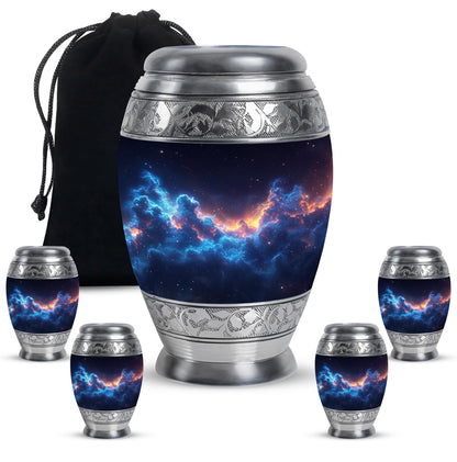 Galaxy Theme Large Urn With 4 Keepsake Urn