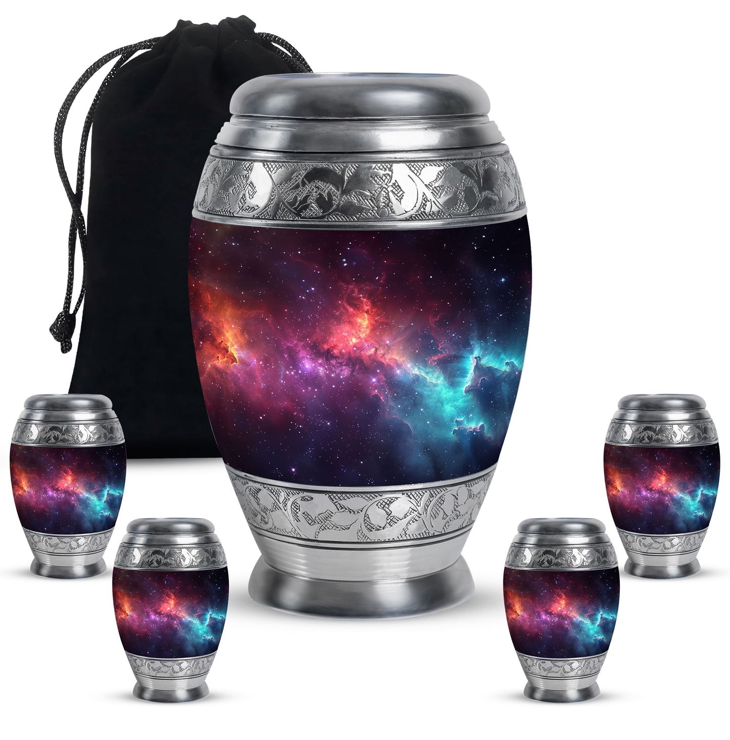 Galaxy Theme Large Urn With 4 Keepsake Urn