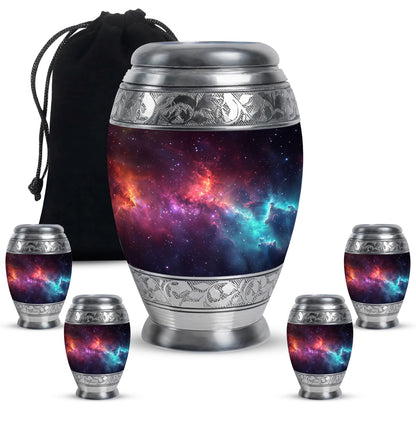 Galaxy Theme Large Urn With 4 Keepsake Urn