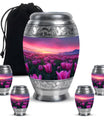 Tulips Theme Large Urn With 4 Keepsake Urn