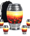Tulips Theme Large Urn With 4 Keepsake Urn