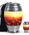 Tulips Theme Large Urn With 1 Keepsake Urn