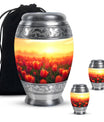 Tulips Theme Large Urn With 2 Keepsake Urn