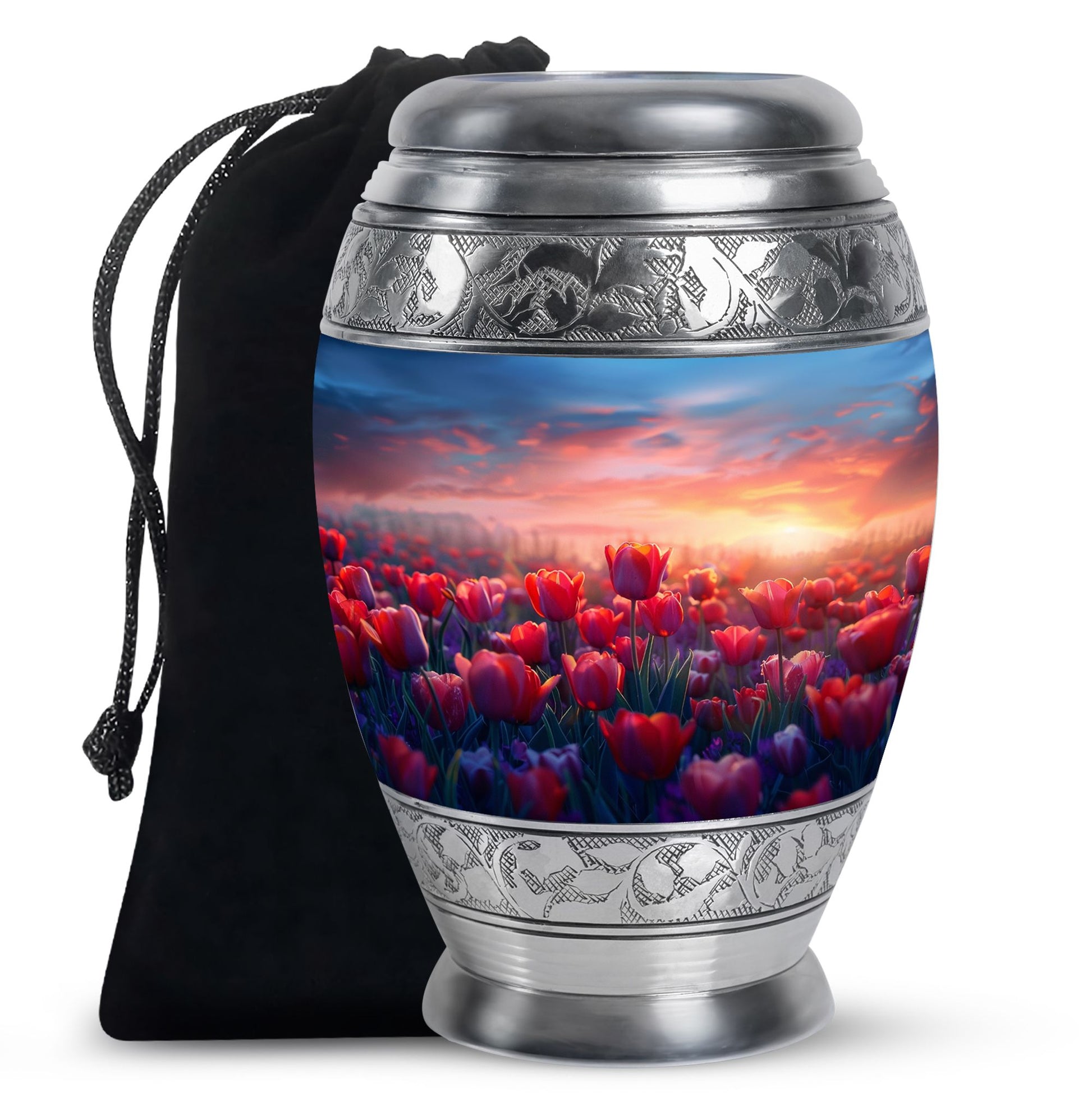 Tulips Theme Large Urn 10 Inch