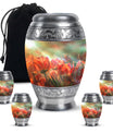 Tulips Theme Large Urn With 4 Keepsake Urn
