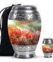 Tulips Theme Large Urn With 1 Keepsake Urn