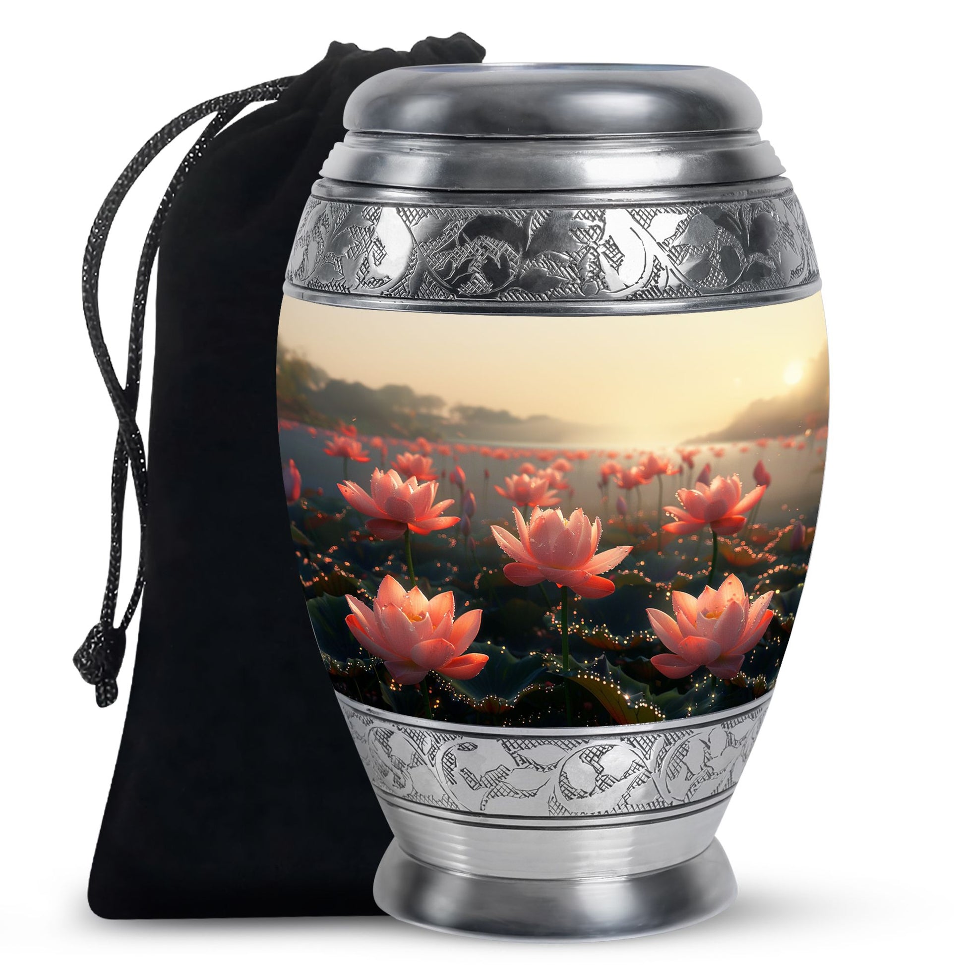 Lotus Theme Large Urn 10 Inch