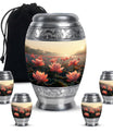 Lotus Theme Large Urn With 4 Keepsake Urn