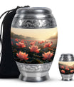 Lotus Theme Large Urn With 1 Keepsake Urn