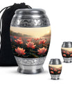 Lotus Theme Large Urn With 2 Keepsake Urn