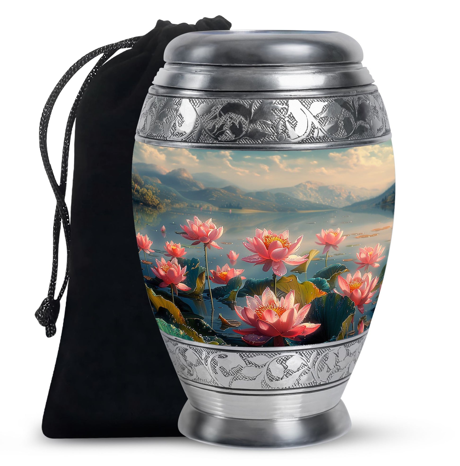 Lotus Theme Large Urn 10 Inch