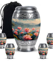 Lotus Theme Large Urn With 4 Keepsake Urn