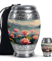 Lotus Theme Large Urn With 1 Keepsake Urn